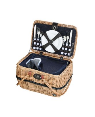 Cos de picnic pentru 4 persoane, salcie impletita, maro - Cilio